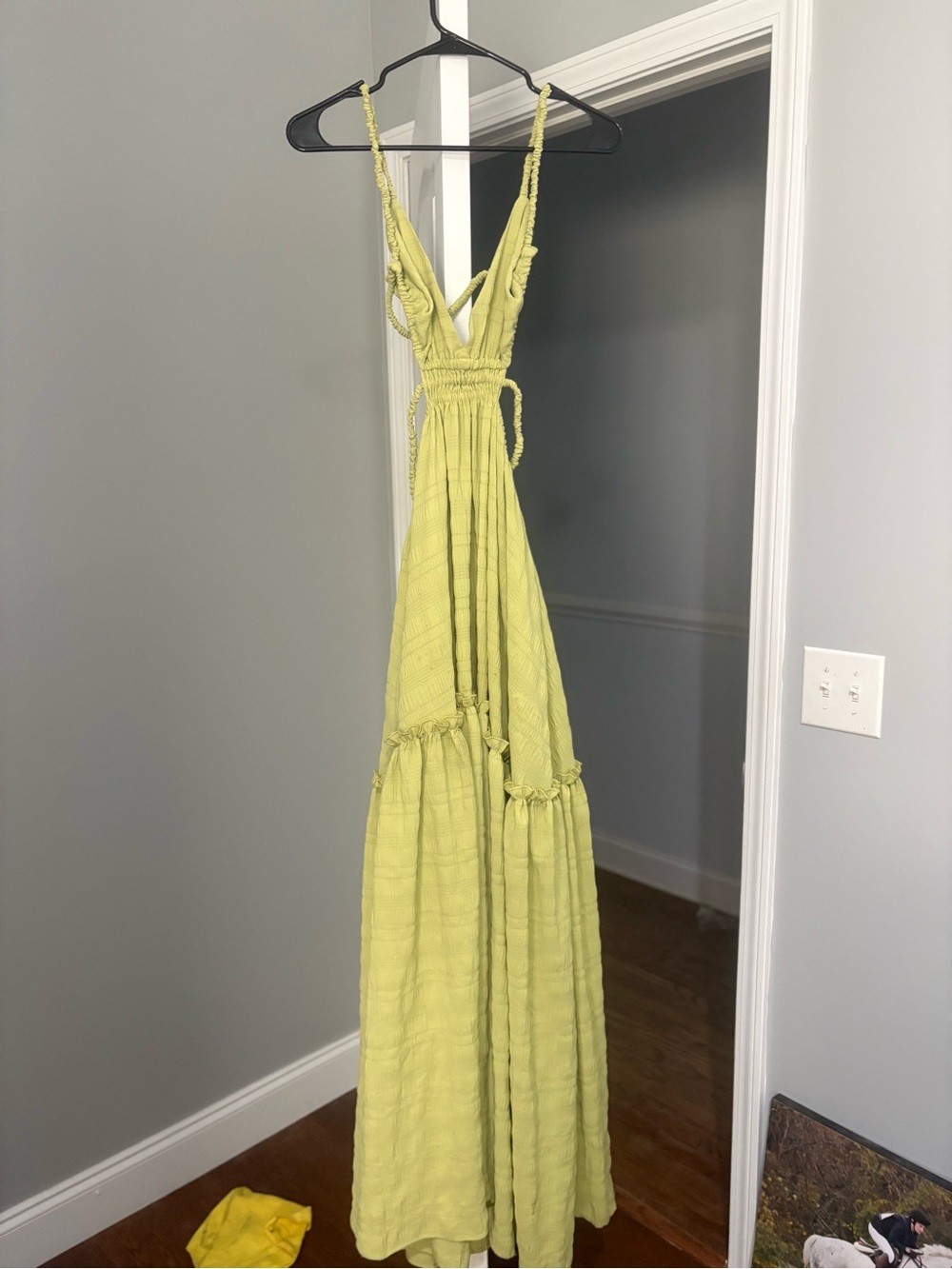 Lime Green Smocked MABLE Maxi Dress with Tie Straps